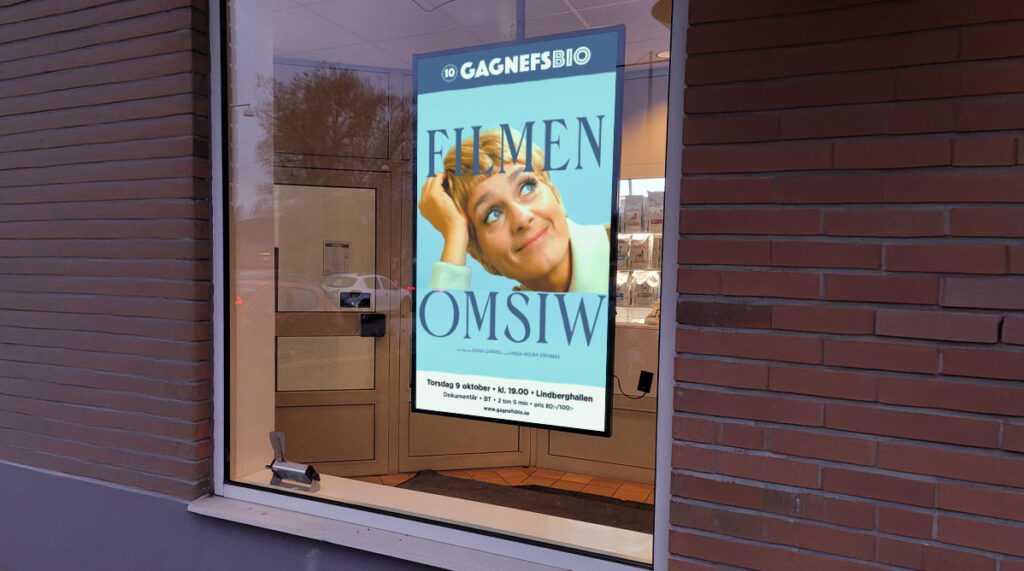 en skärm med en filmaffisch om siw. formgiven av angelica skodborg